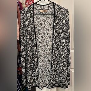 Jones New York Black and White Floral Cardigan